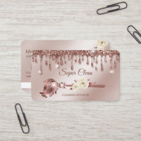 Maid Cleaning House Sparkling rose gold Business C
