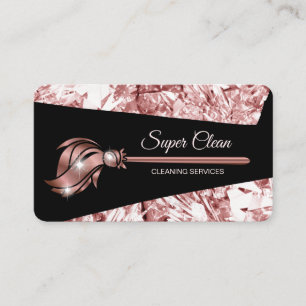 Maid Cleaning House Sparkling rose gold Business C Card