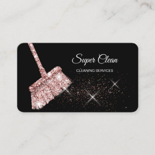 Maid Cleaning House Sparkling rose gold Business C Card