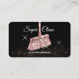 Maid Cleaning House Sparkling rose gold Business C Card