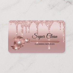 Maid Cleaning House Sparkling rose gold Business Card