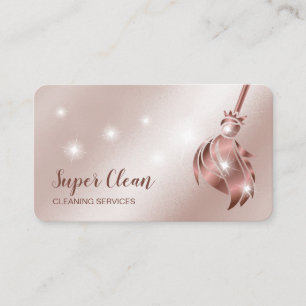 Maid Cleaning House Sparkling rose gold Business Card