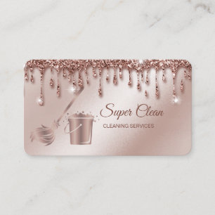 Maid Cleaning House Sparkling rose gold Business Card