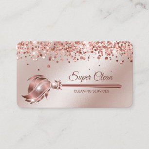 Maid Cleaning House Sparkling rose gold Business Card