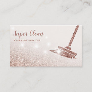 Maid Cleaning House Sparkling Rose Gold Business Card