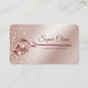Maid Cleaning House Sparkling rose gold Business Card