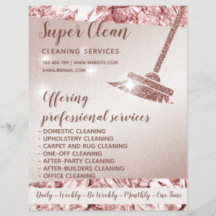 Maid Cleaning House Sparkling Rose Gold Flyer