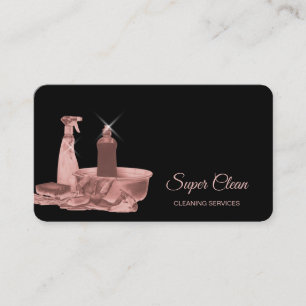Maid Cleaning House Sparkling rose gold sponge Bus Business Card