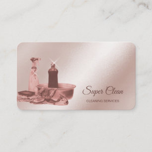 Maid Cleaning House Sparkling rose gold sponge Business Card