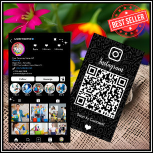 Maid Cleaning Instagram Black Housekeeping QR Code Business Card