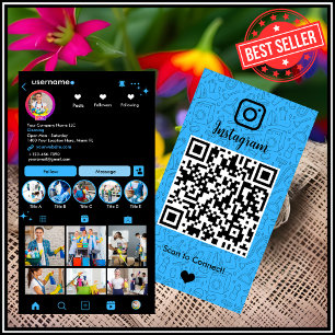 Maid Cleaning Instagram Blue Housekeeping QR Code Business Card