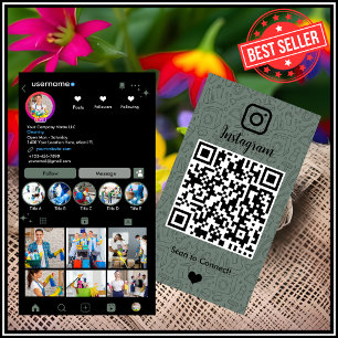 Maid Cleaning Instagram Sage Green Housekeeping QR Business Card
