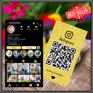 Maid Cleaning Instagram Yellow Housekeeping QR Business Card