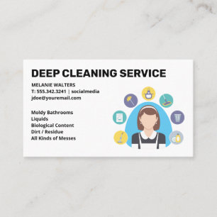 Maid   Cleaning Service Icons Business Card