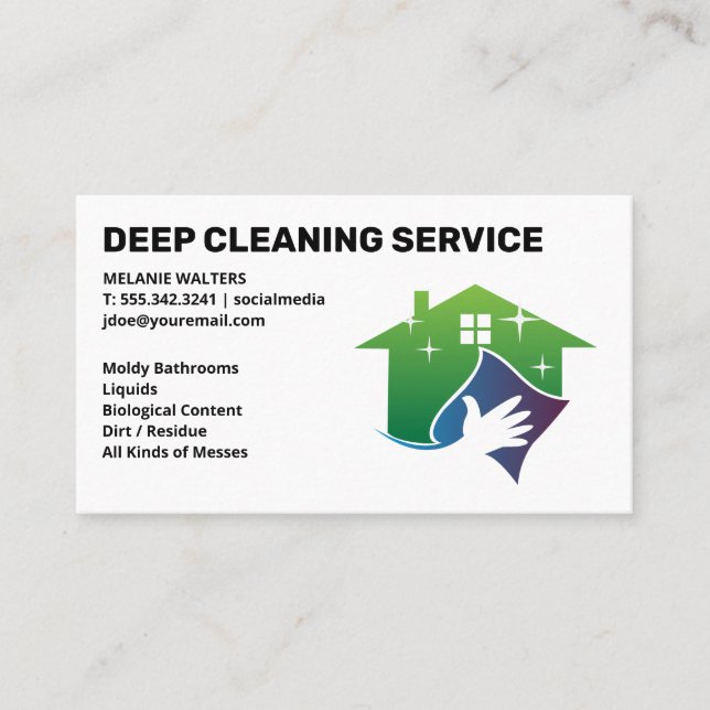 Maid | Cleaning Service Logo Business Card (Front)