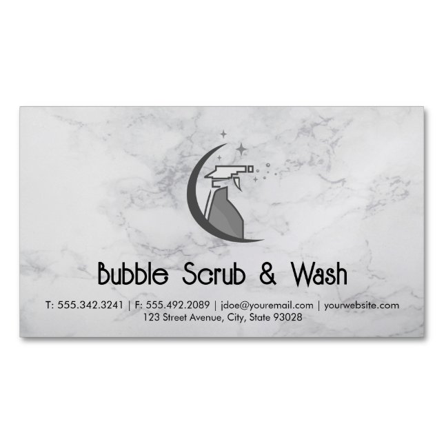 Maid Cleaning Service | Spray Bottle Logo Magnetic Business Card (Front)