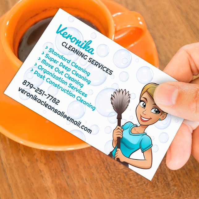 Maid Cleaning Services Business Card (Creator Uploaded)