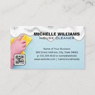 Maid Cleaning   Soap Suds   QR Code Business Card