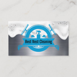 Maid Cleaning Tools Soap Suds Metal Business Card