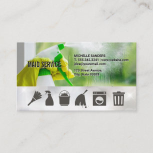 Maid Cleaning Window Business Card