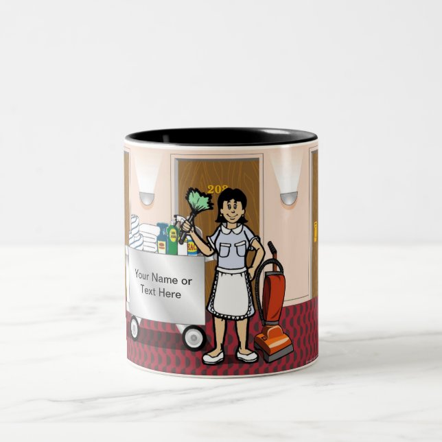 Maid - Female Cartoon by PrintedPerfection.com Two-Tone Coffee Mug (Center)