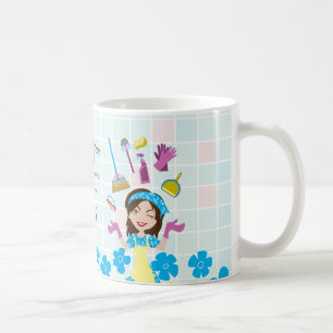 Maid House Cartoon Lady Cleaning Service Coffee Mug