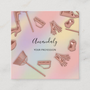 Maid House Cleaning Office Services Logo Rose Square Business Card