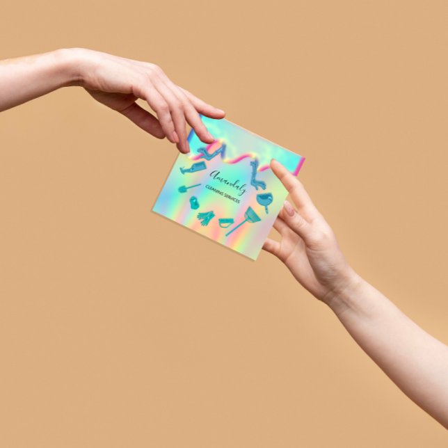 Maid House Cleaning Services Logo Holograph Square Business Card (Maid House Cleaning Services Logo Holograph Square Business Card)