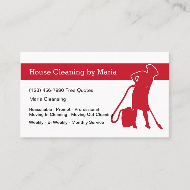 Maid Housekeeper Carte de visite moderne (Devant)