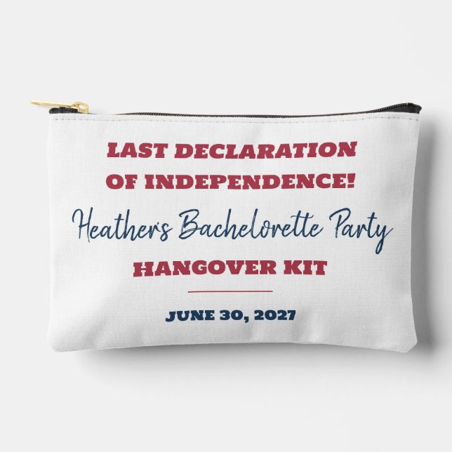 Maid in the USA, Bachelorette Party Hangover Kit Accessory Pouch (Front)