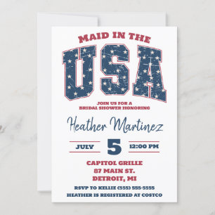 Maid in the USA, Stars, Stripes Bridal Shower Invitation