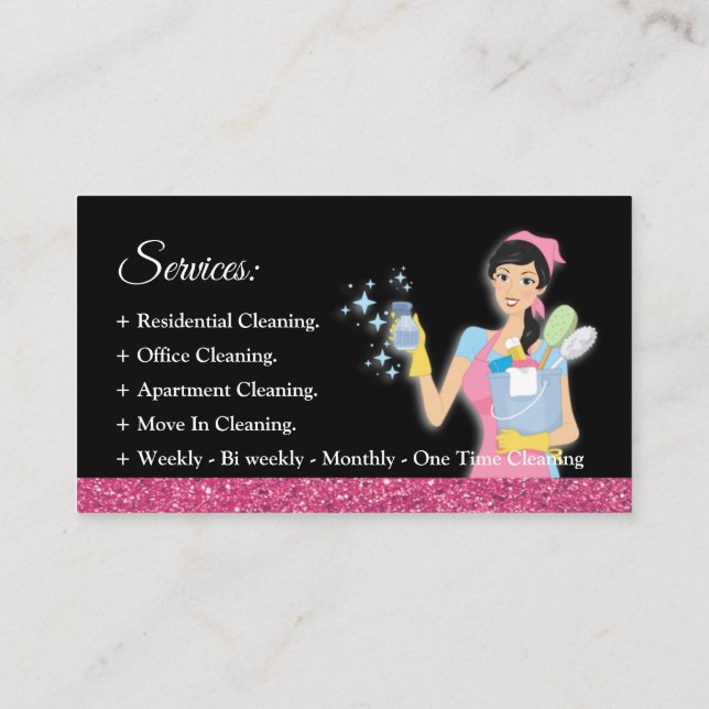 Maid Janitorial Cleaning Service Business Cards (Back)