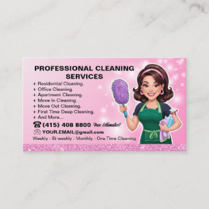Maid Janitorial Lady Business Card House Cleaning 