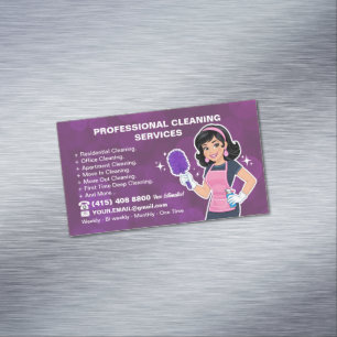 Maid Janitorial Lady House Cleaning Service Magnetic Business Card