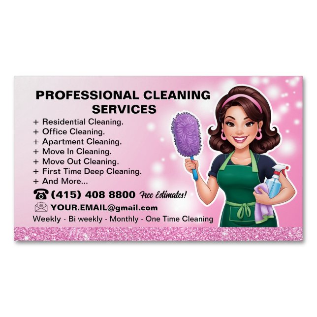 Maid Janitorial Lady Maison Carte de visite Nettoy (devant)