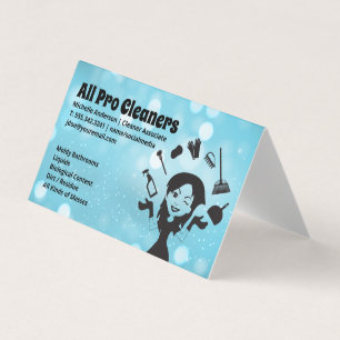 Maid Juggling Cleaning Supplies Business Card