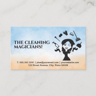Maid Juggling Cleaning Tools Business Card