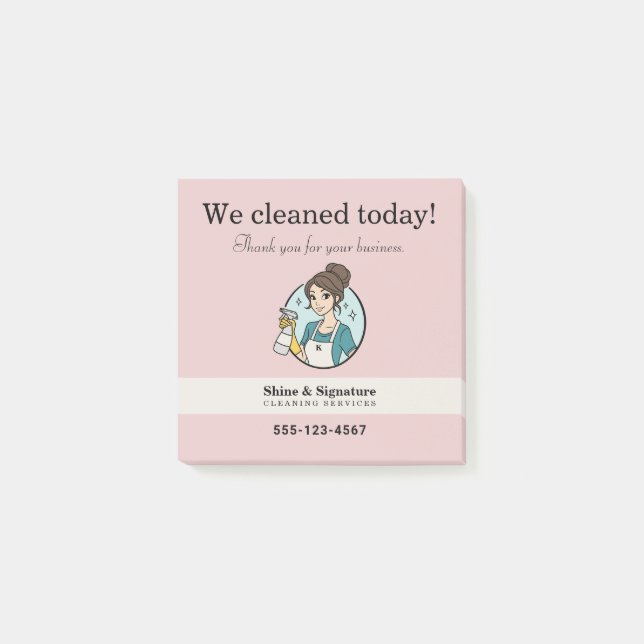 Maid Logo We Cleaned Today Cleaning Services Post-it Notes (Front)