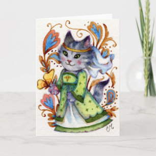 Maid Marian — Cute Robin Hood Cat Greeting Card