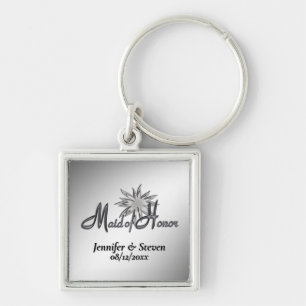 Maid of Honor Black and White Custom Keychains