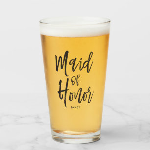 Maid of Honor   Black Script Style Glass
