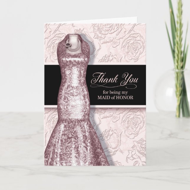 Maid of Honor Blush Pink Thank You Card (Front)