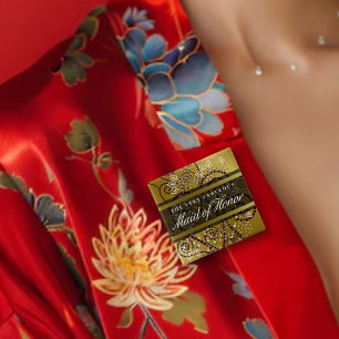 MAID OF HONOR Boho Spirals Gold Chic Wedding Party 2 Inch Square Button