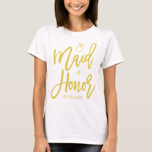 Maid Of Honor Island Citrus Yellow Green With Date T-Shirt