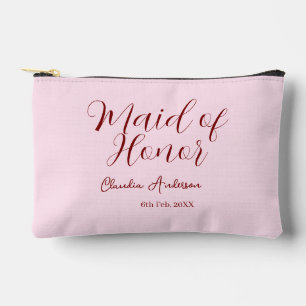 Maid of honor mauve name date pink pastel brides accessory pouch