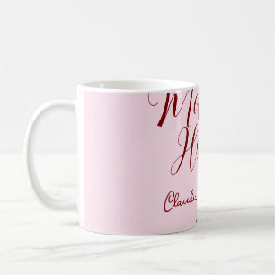 Maid of honor mauve name date pink pastel brides coffee mug