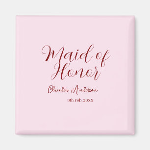 Maid of honor mauve name date pink pastel brides magnet