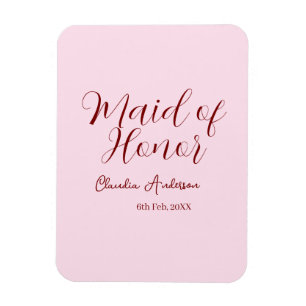 Maid of honor mauve name date pink pastel brides magnet