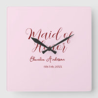 Maid of honor mauve name date pink pastel brides
