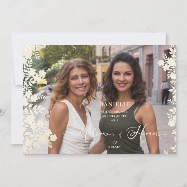 Maid of Honor Proposal Botanical Frame Photo (Front)